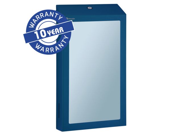 "Two-in-one" MERIDA STELLA BLUE LINE SLIM COMBO MEGA folded paper towel dispenser with the SuperMirror-type steel mirror, blue